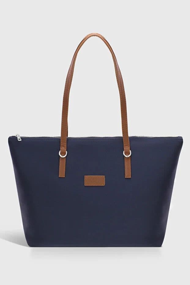 image-Navy Blue Shopper Bag for Women
