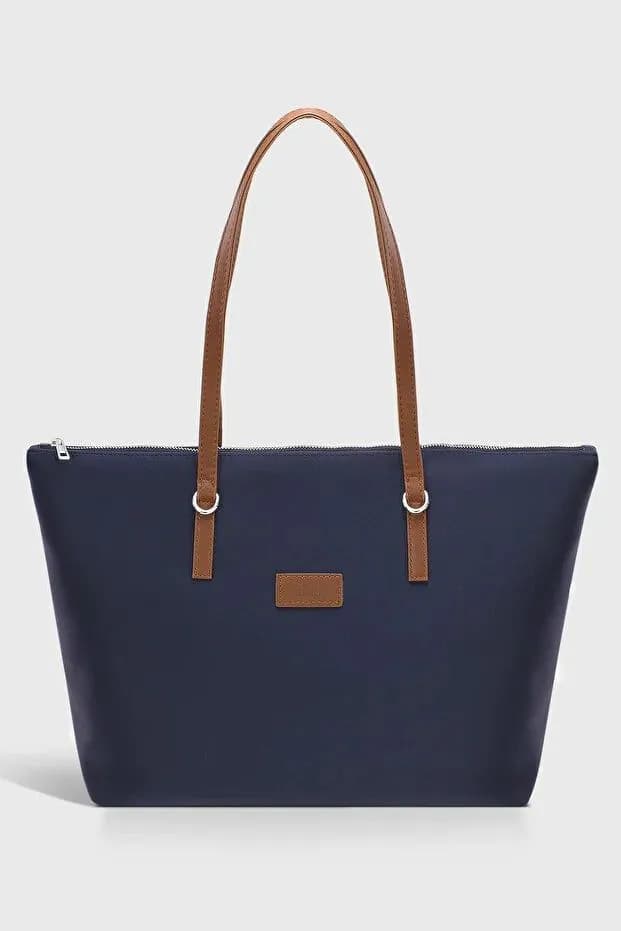 image-Navy Blue Shopper Bag for Women