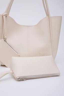 image-Cream SHK108 faux leather women hand and shoulder bag with wallet and