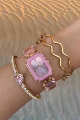 image-Women’s Crystal Stone Watch | Adjustable Sliding Bracelet