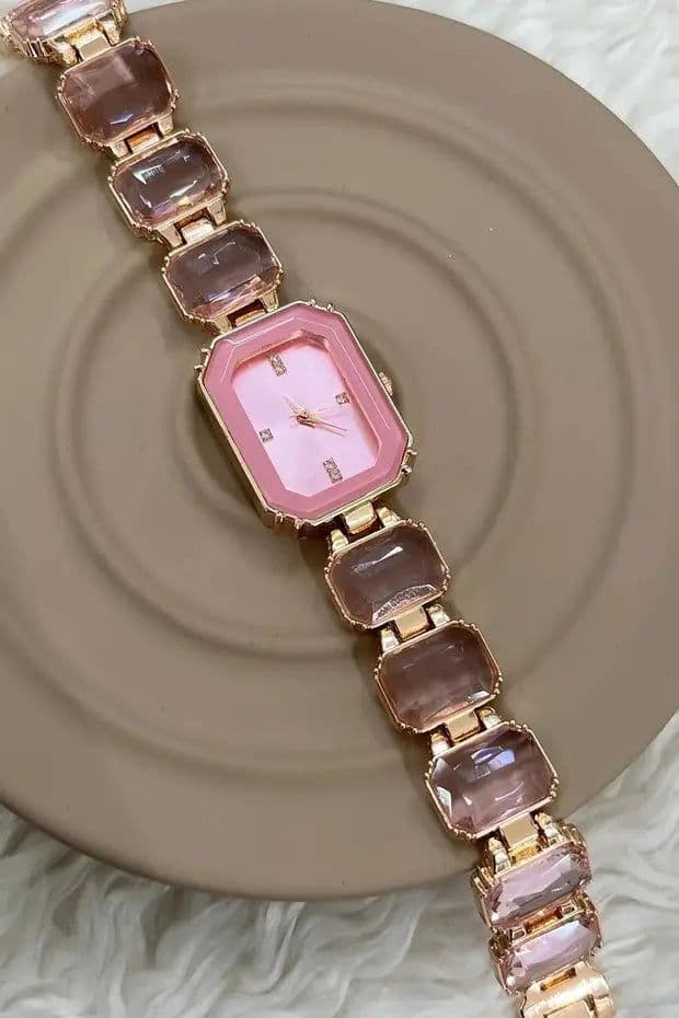 image-Women’s Crystal Stone Watch | Adjustable Sliding Bracelet