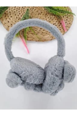 image-Boys Grey Plush Winter Earmuffs – Fluffy Puppy Ear Warmers for Kids