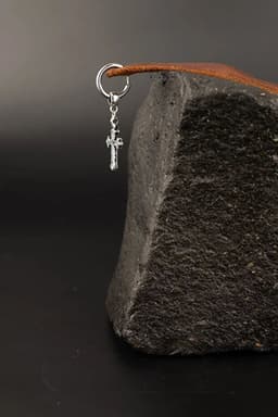 image-Men Stainless Steel Cross Dangle Hoop Earring Durable Modern Design