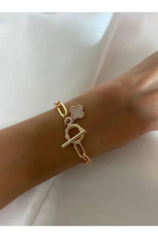 image-Mother of Pearl Clover Bracelet Layered Elegant Minimal Minimalist