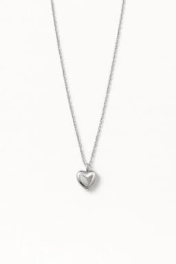 image-Stainless Steel Silver Heart Necklace for Women