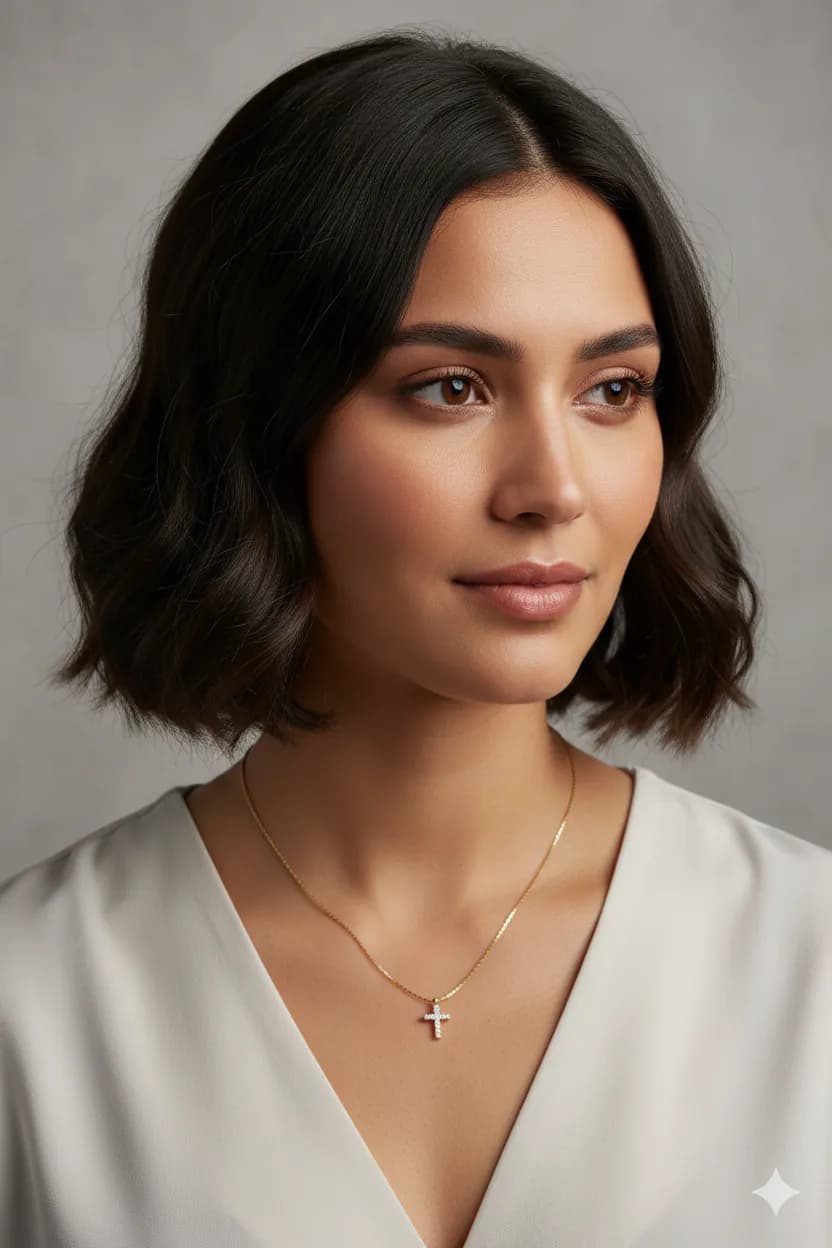image-Zircon Stone Cross Necklace Elegant Minimal Women Jewelry