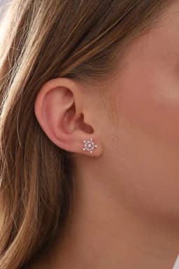 image-925 Sterling Silver Snowflake Earrings with Zircon Stones for Women