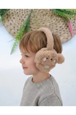 image-Boys Brown Plush Winter Earmuffs – Fluffy Puppy Ear Warmers for Kids