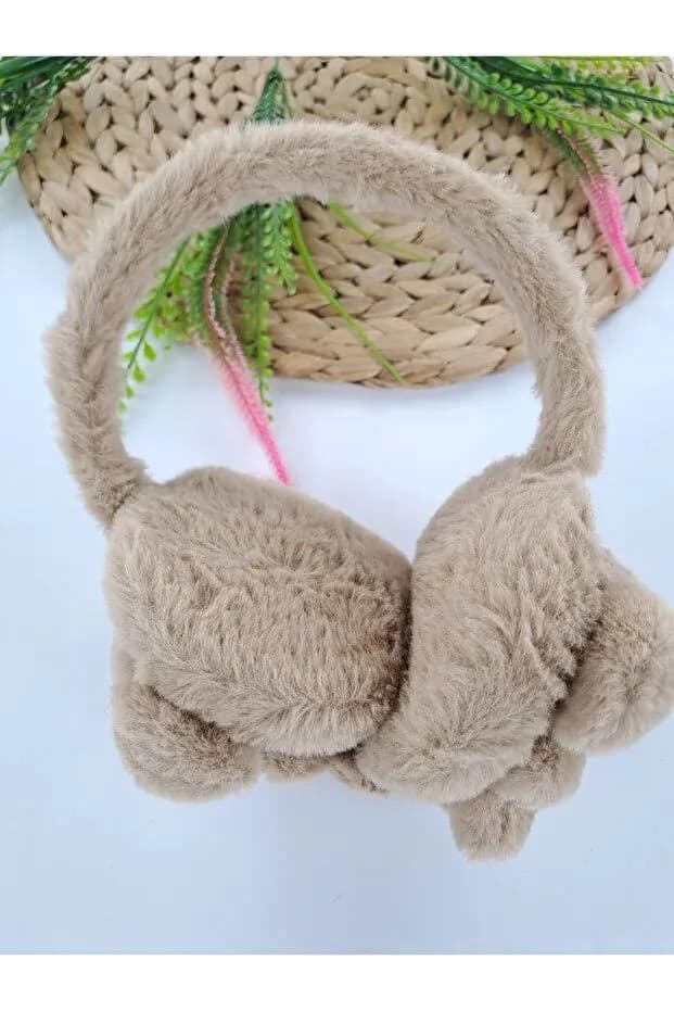 image-Boys Brown Plush Winter Earmuffs – Fluffy Puppy Ear Warmers for Kids