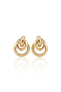 image-Trendy Luxury Gold Interlocking Circle Earrings for Women Modern Chic