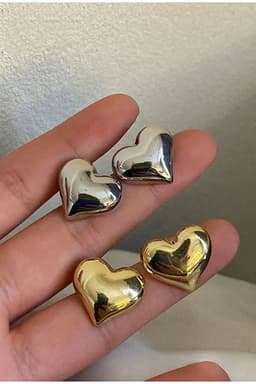image-Silver Heart Earrings for Women Elegant Minimal Daily Jewelry