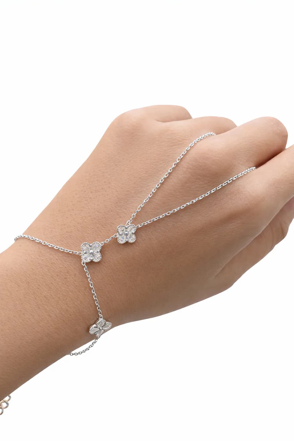 image-VIP Silver Three Piece Hand Chain Bracelet Set