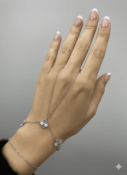 image-VIP Silver Three Piece Hand Chain Bracelet Set