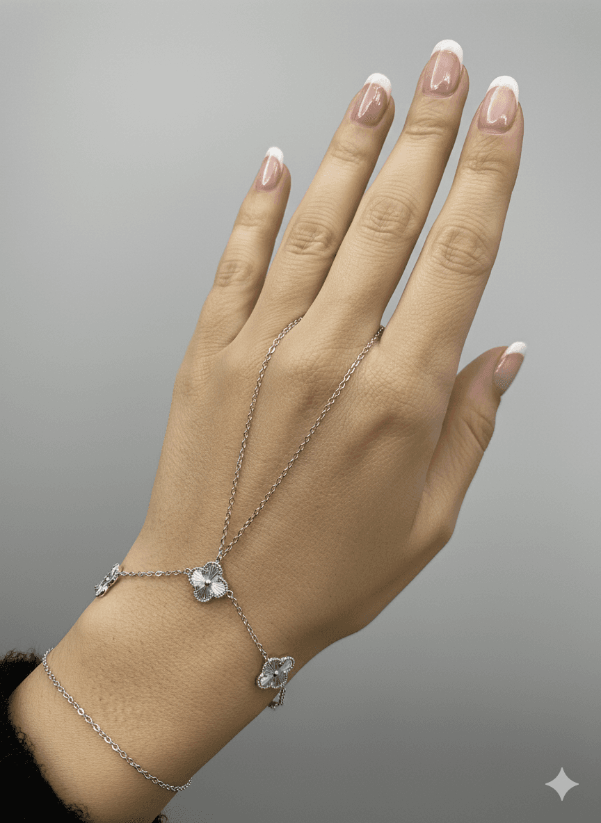 image-VIP Silver Three Piece Hand Chain Bracelet Set