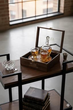 image-Skull Whiskey Decanter Set – 350ml Crystal Skull Decanter with 2