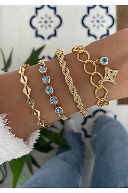image-Turquoise Beaded Bracelet Set – Layered Stackable Boho Bracelet Combo