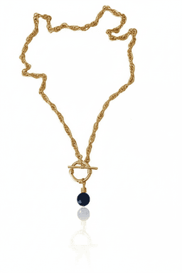 image-Natural Stone Front Lock Chain Necklace Elegant Minimal Fashion