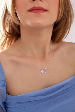 image-925 Sterling Silver Planet Necklace with Gradient Red Stone