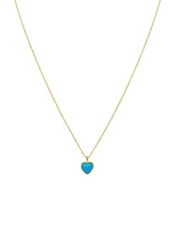 image-Stainless Steel Minimal Blue Stone Heart Necklace