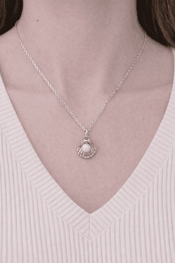 image-Stainless Steel Silver Oyster Necklace for Women