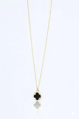 image-Stainless Steel Black Clover Gold Necklace for Women