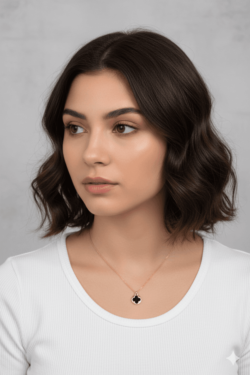 image-Stainless Steel Black Clover Gold Necklace for Women
