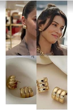 image-Premium Three Row Steel Rounded Earrings for Women Elegant Daily