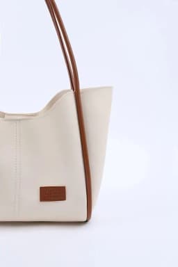 image-Cream tan SHK108 faux leather women hand and shoulder bag with wallet