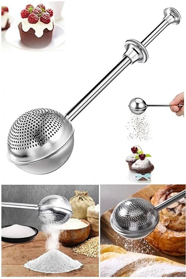 image-Practical Stainless Steel Flour, Cocoa Powdered Sugar Sifter Tea
