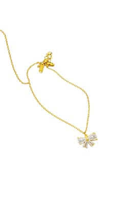 image-Stainless Steel Zircon Bow Necklace for Women