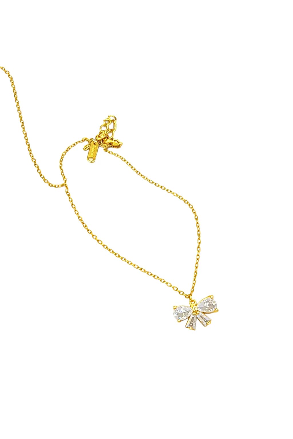 image-Stainless Steel Zircon Bow Necklace for Women