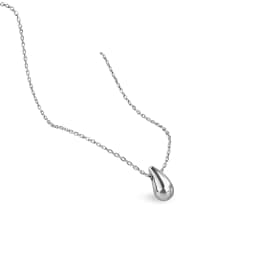 image-Stainless Steel Silver Teardrop Necklace for Women