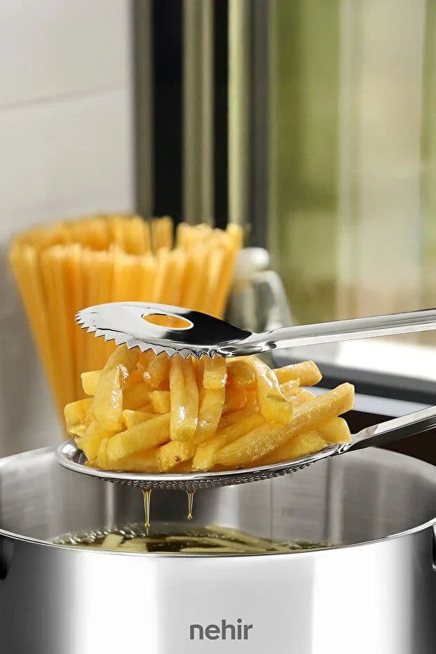 image-Simple Strainer Frying Tongs Kitchen Cooking Draining Tongs