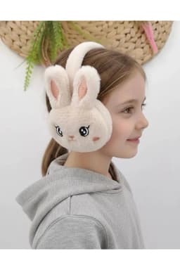 image-Girls Cream Plush Winter Earmuffs – Fluffy Bunny Ear Warmers for Kids