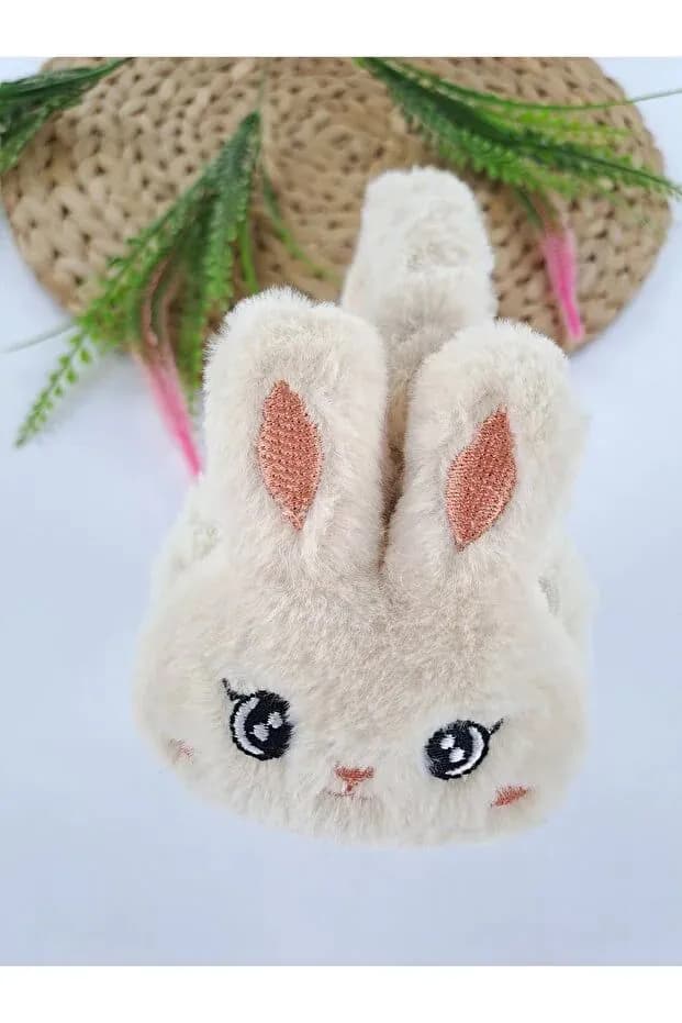 image-Girls Cream Plush Winter Earmuffs – Fluffy Bunny Ear Warmers for Kids