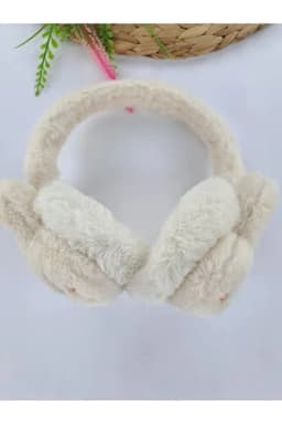 image-Girls Cream Plush Winter Earmuffs – Fluffy Bunny Ear Warmers for Kids