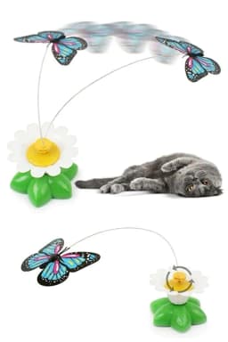 image-Interactive Rotating Butterfly Cat Toy Battery Operated Moving Cat