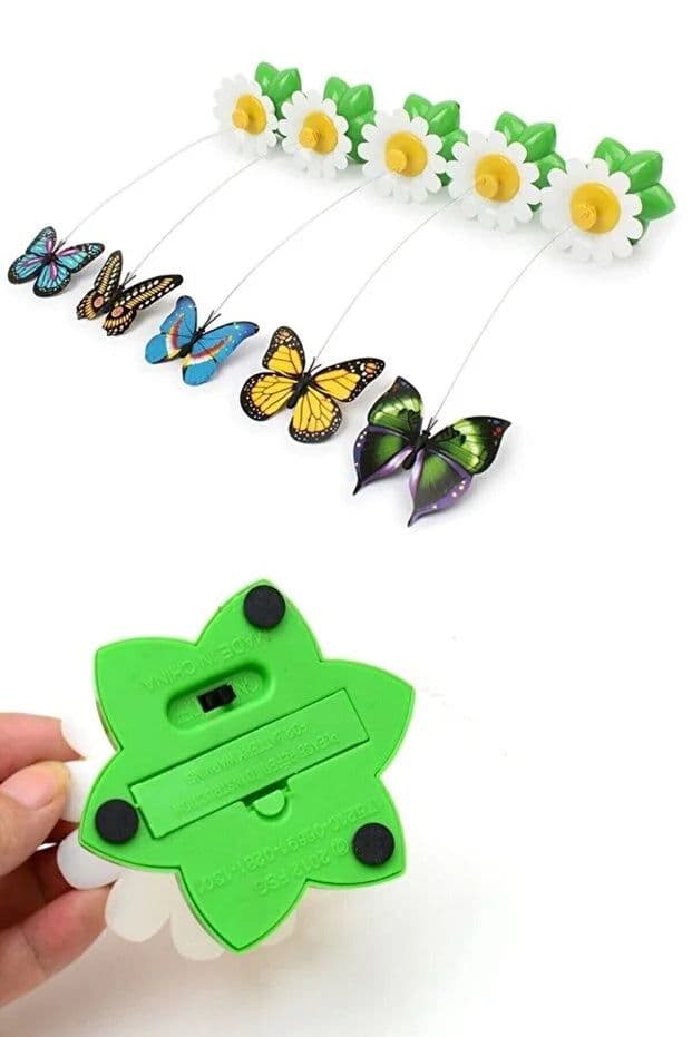 image-Interactive Rotating Butterfly Cat Toy Battery Operated Moving Cat
