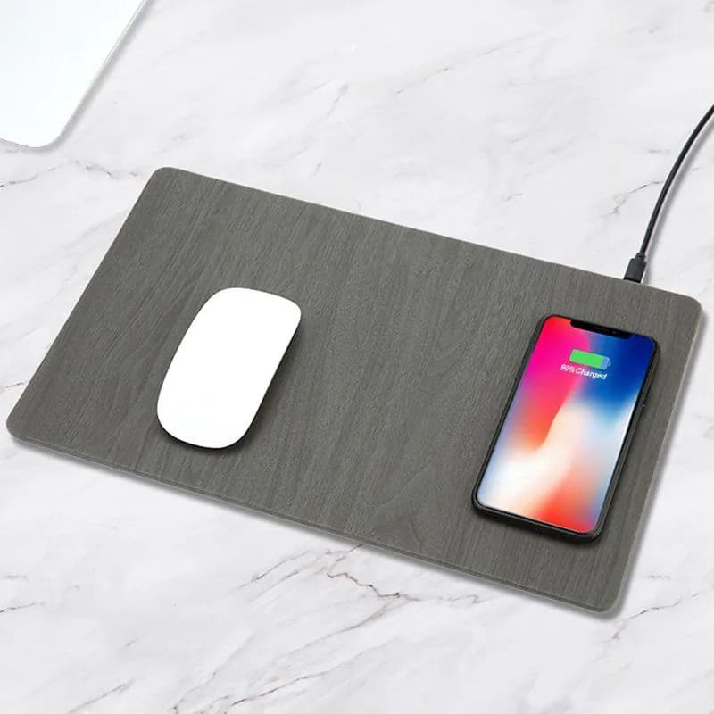 image-Wood Grain Wireless Charging Mouse Pad