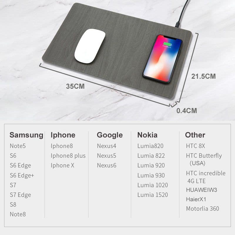 image-Wood Grain Wireless Charging Mouse Pad