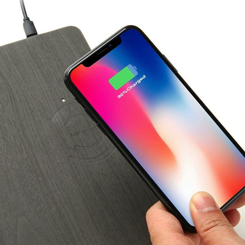 image-Wood Grain Wireless Charging Mouse Pad