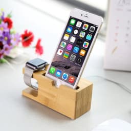 image-Bamboo Apple Watch Charger Holder & iPhone Holder