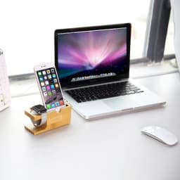 image-Bamboo Apple Watch Charger Holder & iPhone Holder