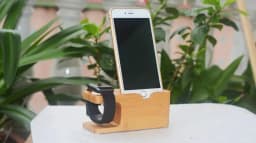 image-Bamboo Apple Watch Charger Holder & iPhone Holder