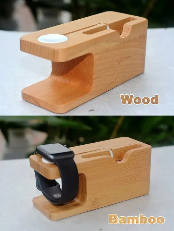 image-Bamboo Apple Watch Charger Holder & iPhone Holder