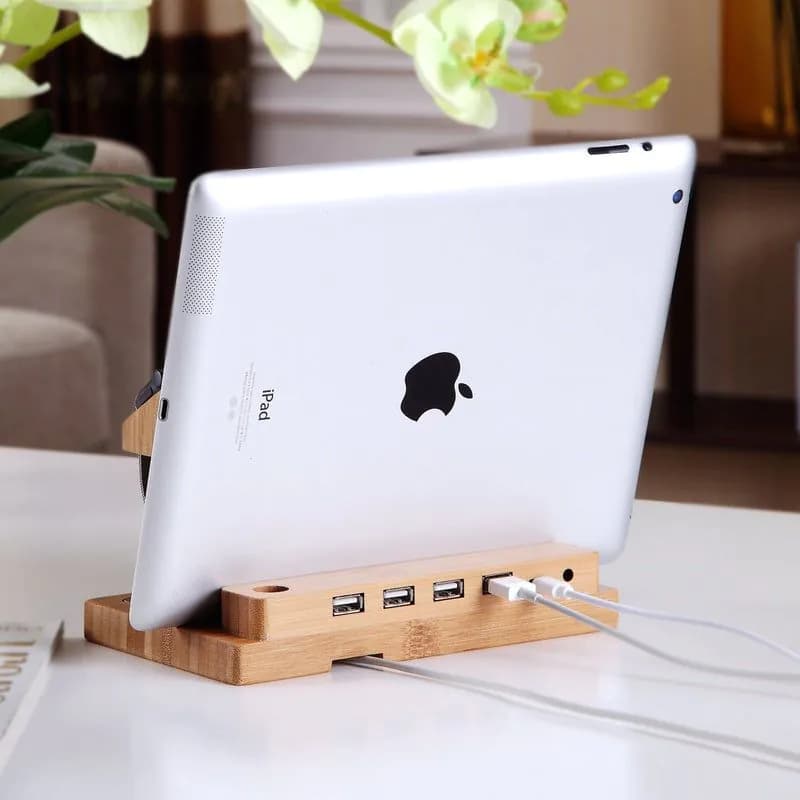image-Bamboo Docking Station With 4 USB Port