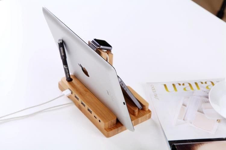 image-Bamboo Docking Station With 4 USB Port