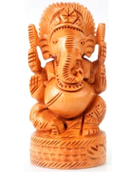 image-Wooden Sitting Ganesh Statue Showpiece