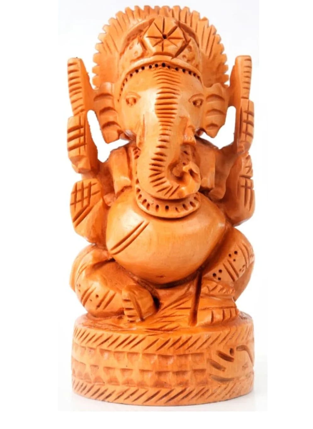 image-Wooden Sitting Ganesh Statue Showpiece