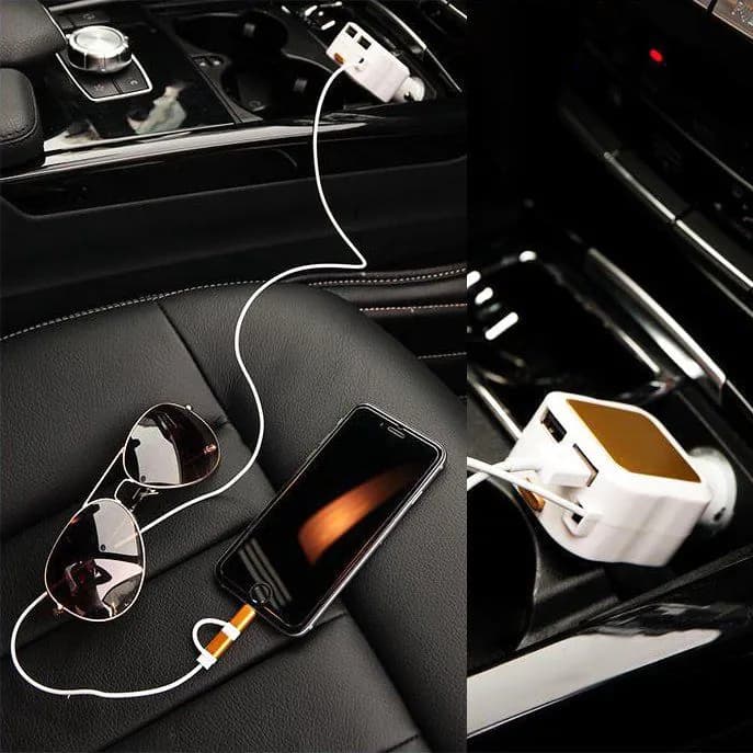 image-Retractable 2 in 1 Car Charger